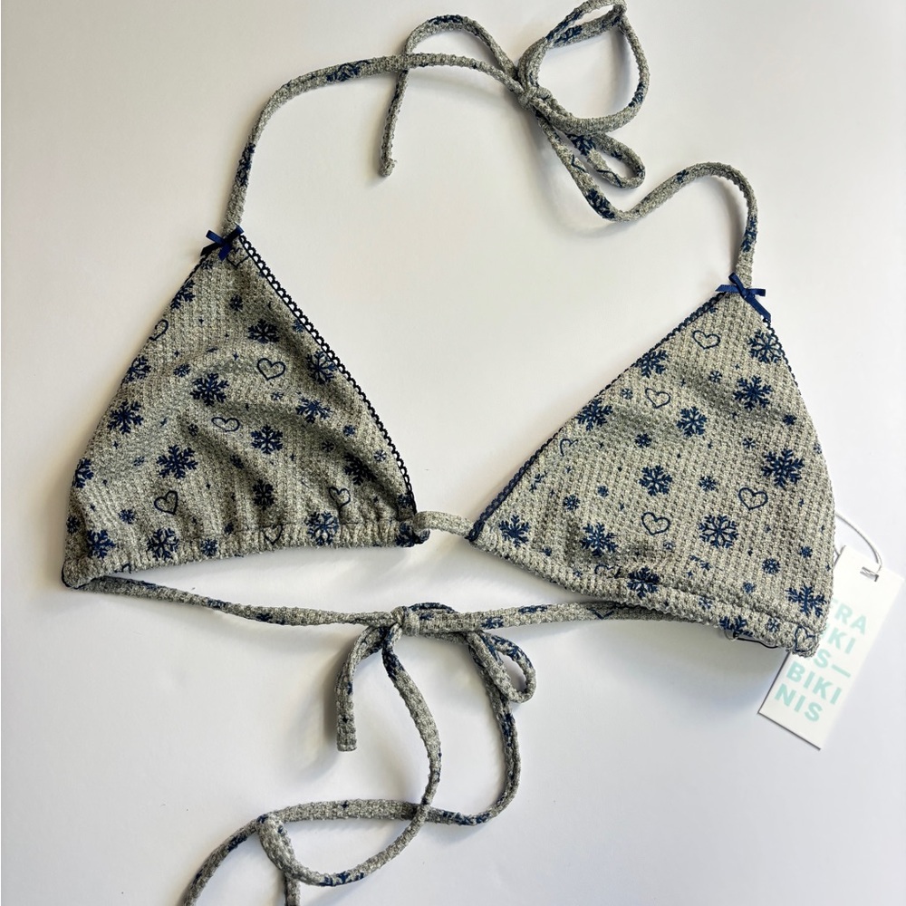 Frankie's Bikinis Gray and Blue Bikini Top